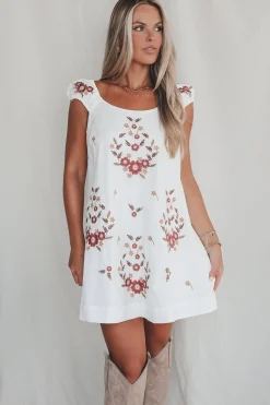 A Good Feeling About This White Floral Embroidered Mini Dress