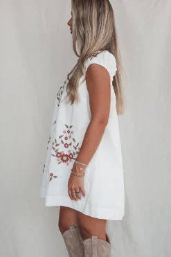 A Good Feeling About This White Floral Embroidered Mini Dress