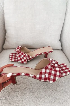 A Picnic Slay Red Checkered Kitten Heel