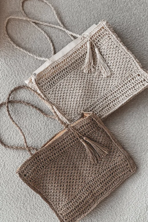 A Stroll On The Beach Straw Knit Tote Bag