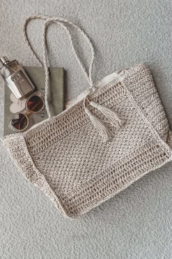 A Stroll On The Beach Straw Knit Tote Bag