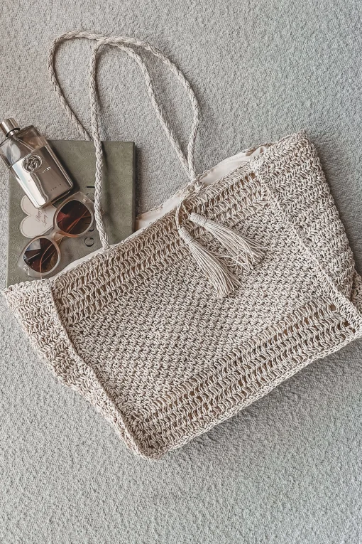 A Stroll On The Beach Straw Knit Tote Bag
