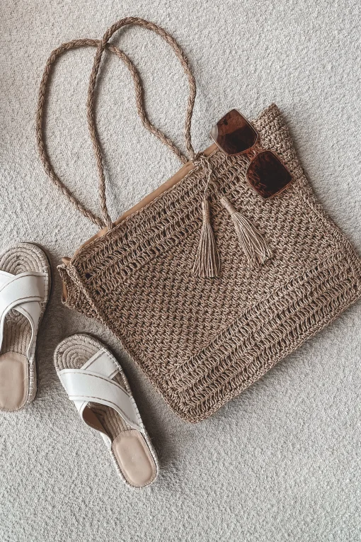 A Stroll On The Beach Straw Knit Tote Bag