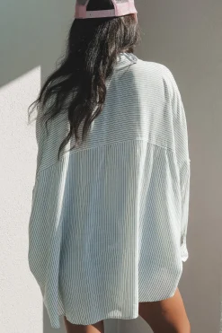 A Summer Essential Striped Button Up Top Cover Up Top