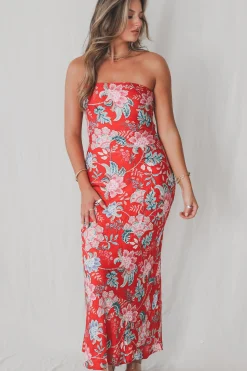 A Sweet Evening Floral Strapless Maxi