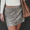 A Wild Side Leopard Sequin Mini Skirt