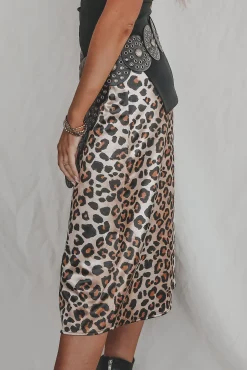 All Eyes On Me Leopard Print Satin Midi Skirt