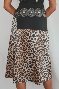 All Eyes On Me Leopard Print Satin Midi Skirt