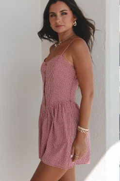 Bags Are Packed Gingham Button Up Romper
