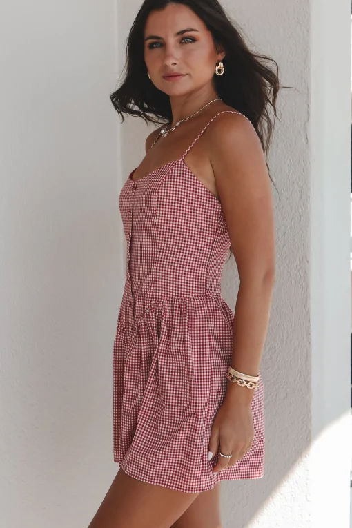 Bags Are Packed Gingham Button Up Romper