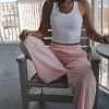 Beachside Picnic Pink Straight Leg Sweatpants