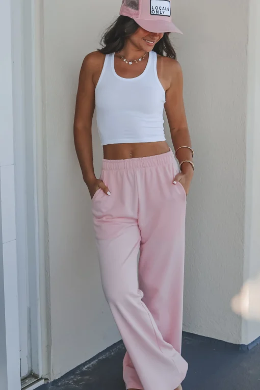 Beachside Picnic Pink Straight Leg Sweatpants