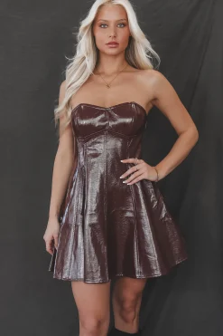 Bought This Immediately Burgundy Tube Leather Dress