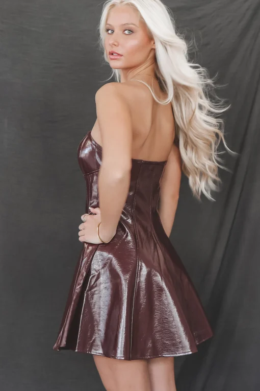 Bought This Immediately Burgundy Tube Leather Dress