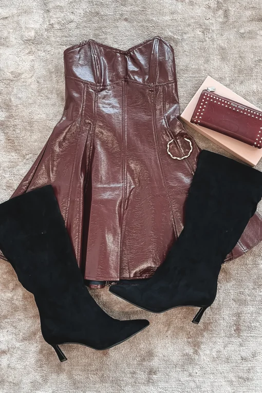 Bought This Immediately Burgundy Tube Leather Dress