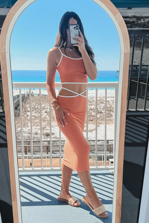 Bout To Catch A Flight Sunset Midi Skirt Set
