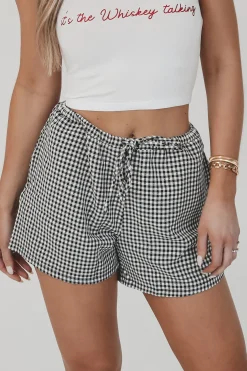 Breaking Free Black And White Gingham Shorts