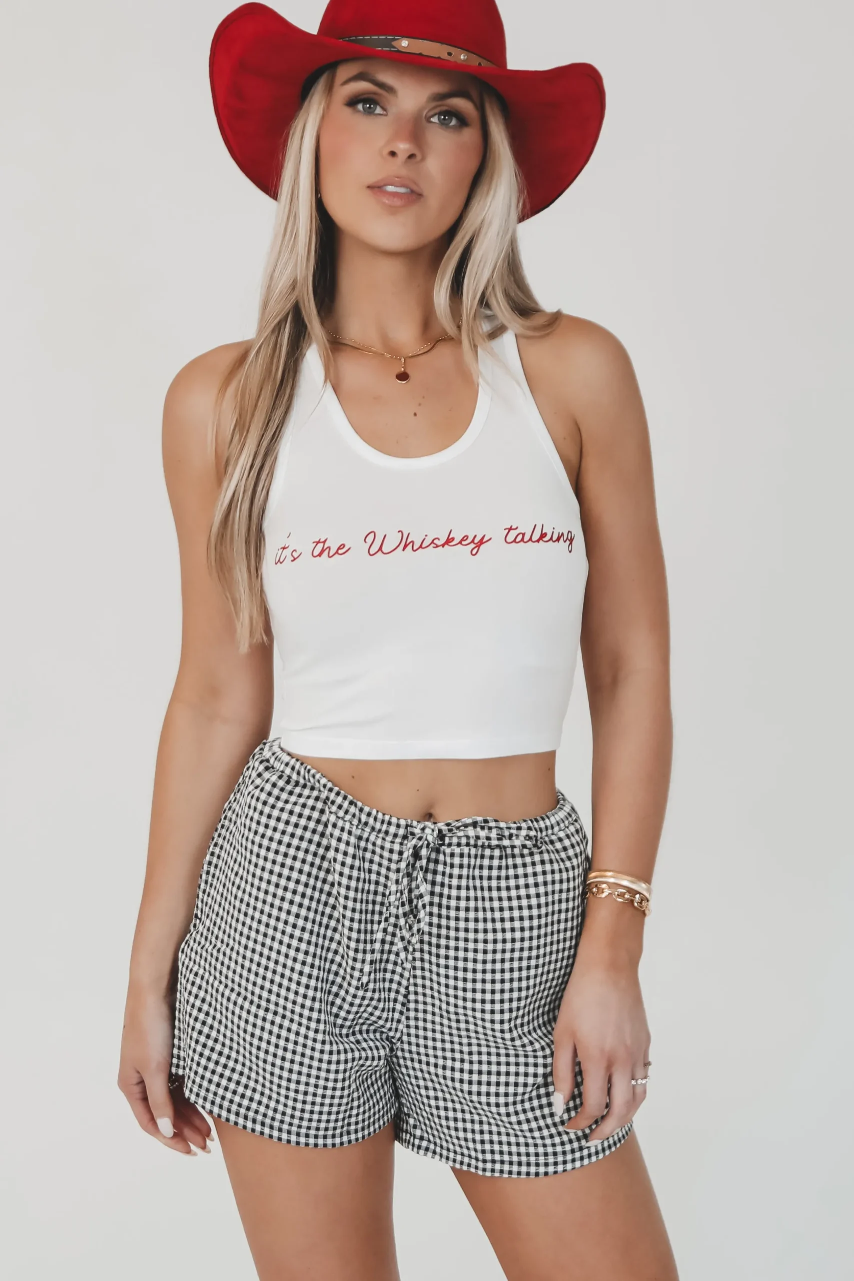 Breaking Free Black And White Gingham Shorts