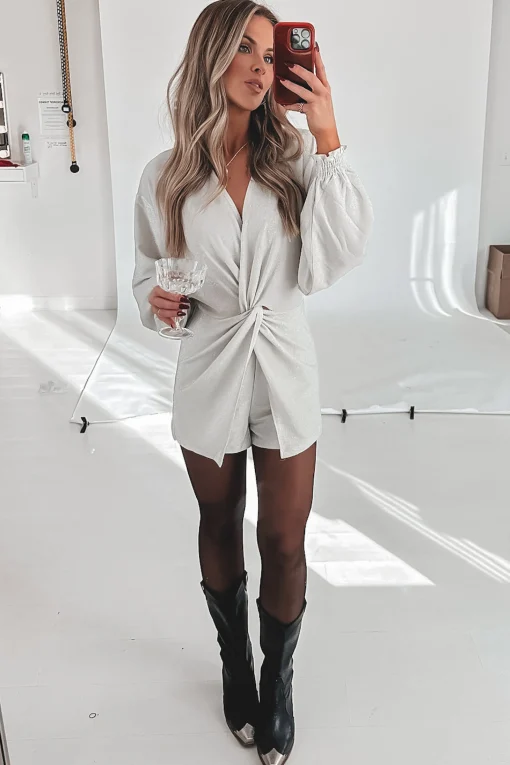 Brightest In The Room White Sparkle Party Romper