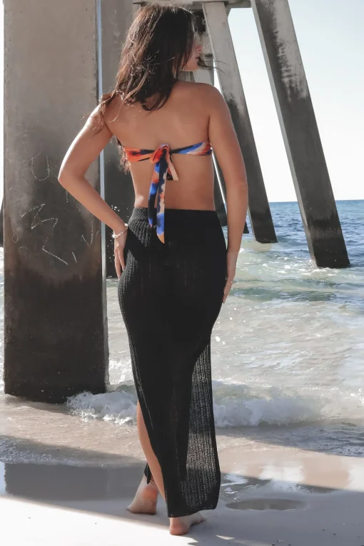Call Me When It’s Warm Knit Slit Midi Skirt