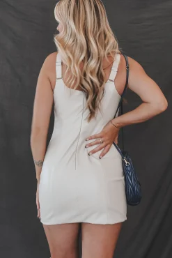 Calling Your Phone Corset Leather Mini Dress