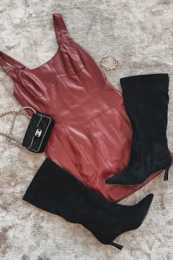 Calling Your Phone Corset Leather Mini Dress