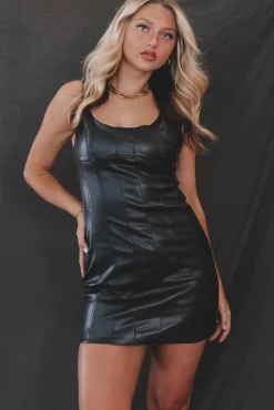 Calling Your Phone Corset Leather Mini Dress