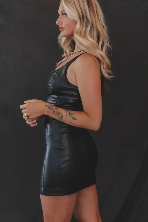 Calling Your Phone Corset Leather Mini Dress
