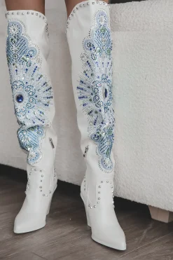 Colors That Shine Tall Jeweled Block Heel Western Boot