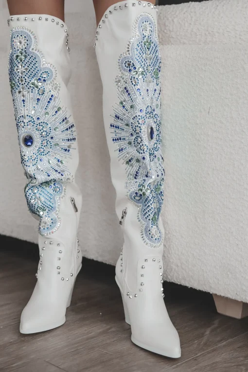 Colors That Shine Tall Jeweled Block Heel Western Boot