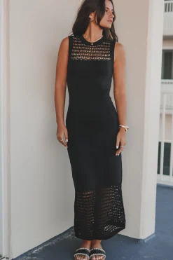 Coming In For Dinner Knit Crochet Maxi Dress