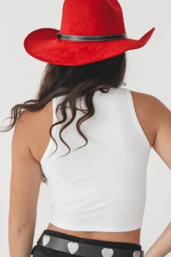 Cool It Cowboy High Neck Western Graphic Cropped Fitted Tank