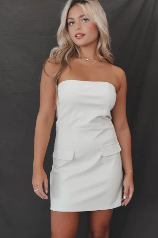 Couldn’t Get Hotter Cream Faux Leather Mini Dress