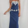 Cowgirl Cocktail Denim Lace Maxi Dress