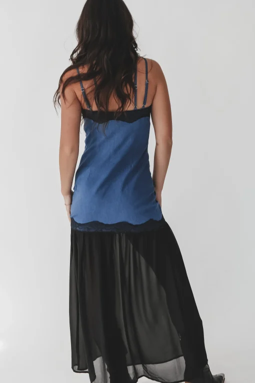 Dance With You Denim Sheer Maxi Dress
