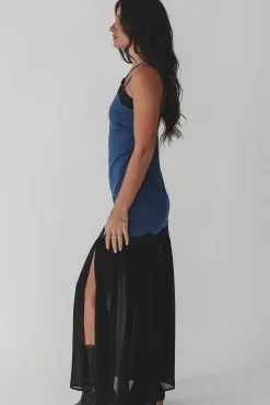 Dance With You Denim Sheer Maxi Dress