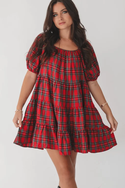 DEAL Along Came This Dress Plaid Babydoll Dress