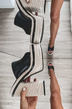 DEAL Big Time Sunshine Braided Jute Raffia Platform Sandals