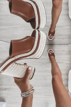 DEAL Big Time Sunshine Braided Jute Raffia Platform Sandals