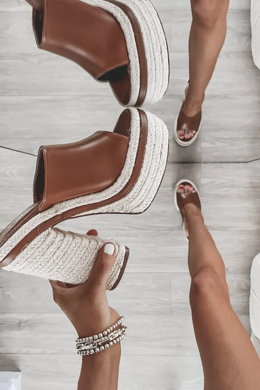 DEAL Big Time Sunshine Braided Jute Raffia Platform Sandals