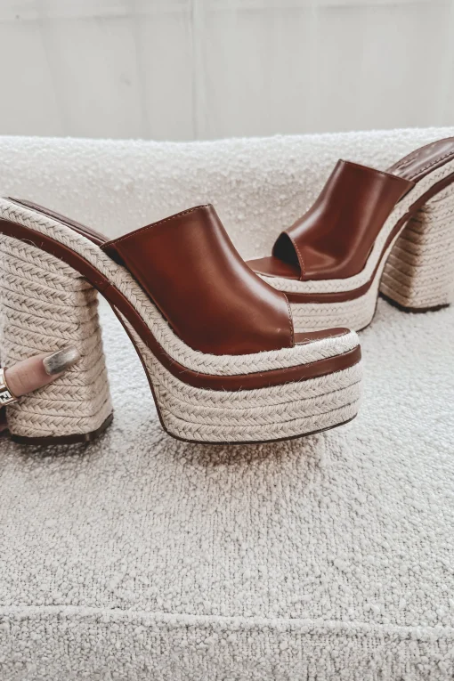DEAL Big Time Sunshine Braided Jute Raffia Platform Sandals