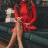 DEAL In A Really Festive Mood Red Knit Holiday Sweater Dress