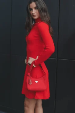 DEAL In A Really Festive Mood Red Knit Holiday Sweater Dress