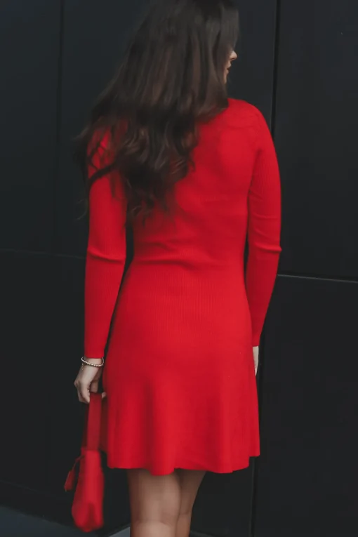 DEAL In A Really Festive Mood Red Knit Holiday Sweater Dress
