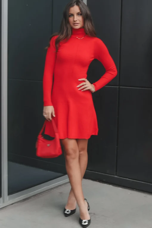 DEAL In A Really Festive Mood Red Knit Holiday Sweater Dress