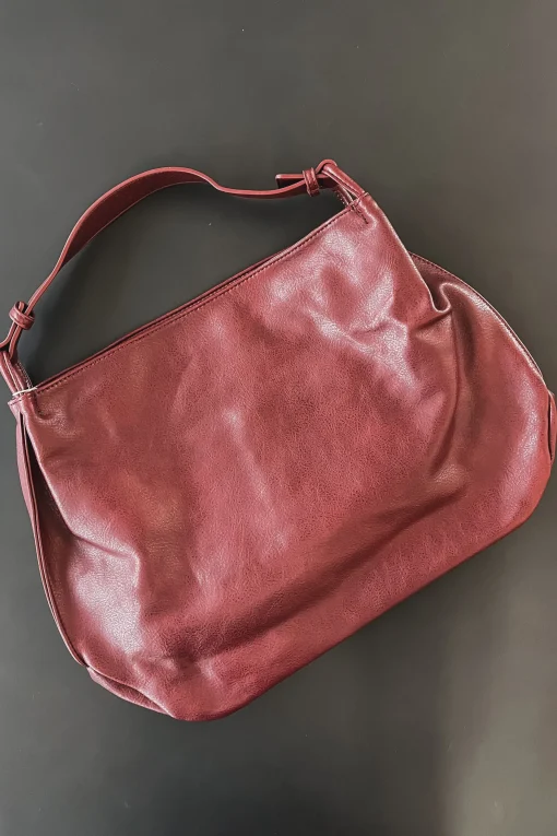 DEAL Sophisticated Is My Middle Name Vegan Leather Burgundy Tote Shoul