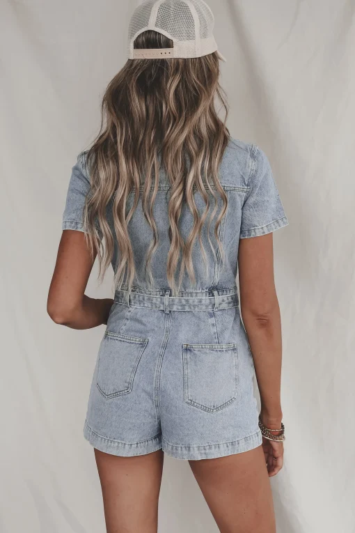 Denim Looks Good On You Short Sleeve Denim Romper