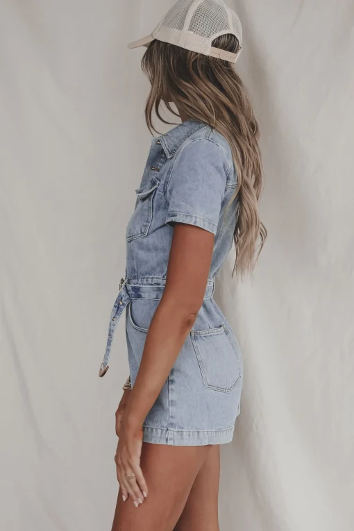 Denim Looks Good On You Short Sleeve Denim Romper