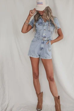 Denim Looks Good On You Short Sleeve Denim Romper