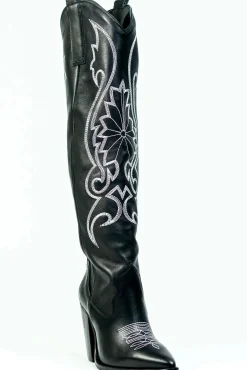 Did You See Her Black Leather Heel Western Boots